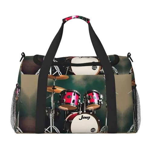 Jazz drum print Weekender Overnight Carry On Bag Gym Luggage Bag Duffel Bag for Travel Women