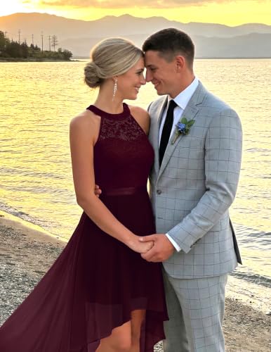 Image of Wedtrend Women's Semi Formal Dresses Halter Bridesmaid Dresses Wedding Guest Dress High Low Prom Dress