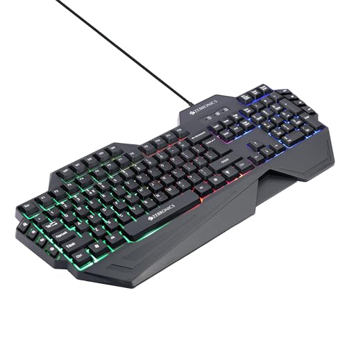 ZEBRONICS Optimus Gaming Keyboard & Mouse Combo, Braided Cable, Gold Plated USB, Upto 3600 DPI, 6 Buttons, High Resolution Sensor, Multicolor LED, Dedicated Macro Keys, 117 Keys (Black)