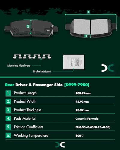 Image of SCITOO D1075 D999 Front Ceramic Rear Semi-Metal Disc Brake Pad Set 8PCS w /Hardware Fit For Buick For Allure 2005-2009,For LaCrosse 2005-2009,For Pontiac For Grand Prix 2005-2008