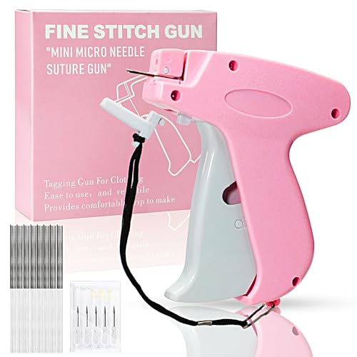 Image of 2026 New Stitch Gun for Clothes, Handheld Quick Clothing Fixer Sewing Kit with 1000 Black & 1000 White Fasteners, 6 Replacement Needles, Pink