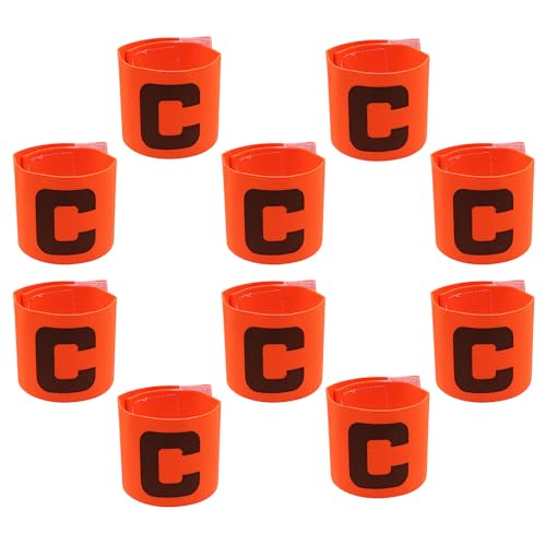 Hosifiy 10 piezas de vendaje de capitán de fútbol, pulsera elástica de nailon naranja, pulsera de fútbol ajustable, pulsera de capitán de fútbol, banda de brazo C, para jóvenes y adultos