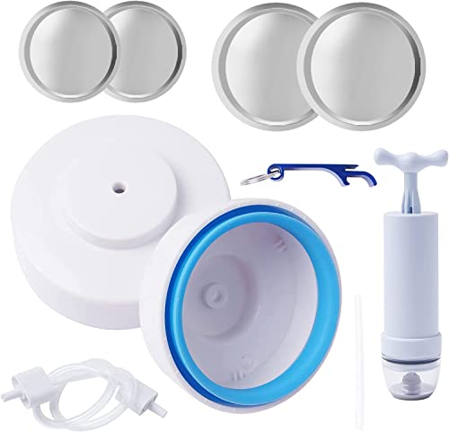 Mason Jar Vacuum Sealer Vacuum Sealing Kit for Foodsaver Vacuum Sealer, Canning Sealer Attachment with Lid Opener and Manual Vacuum Pump for Wide-mouth and Regular Mouth Mason Jars