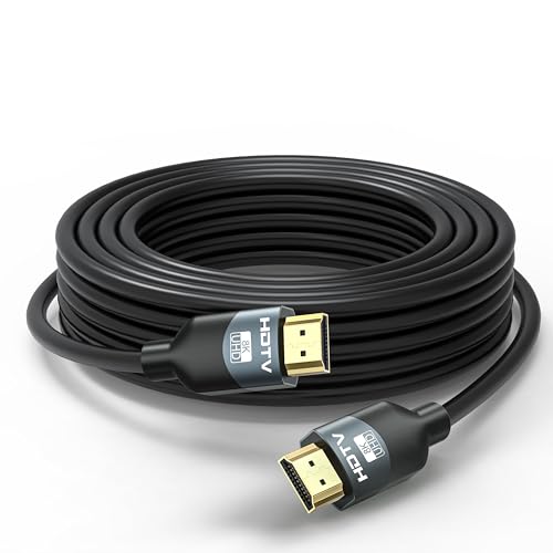 RyzzRooa HDMI Cable 20 FT, 8K in-Wall CL3 Rated HDMI 2.1 Cord, Support 8K@60Hz, 4K@120Hz, HDR10+, eARC, SBTM, VRR, QFT, ALLM, 3D, HDCP 2.3 for TV, Monitor, Computer, Laptop, PS5/4/3, Xbox, Soundbar