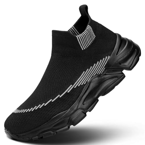 AONEREALRUN Men's Slip On Walking Shoes Running Comfortable Tennis Breathable Lightweight High Top Non Slip Athletic Gym Workout Casual Fashion Sneakers
