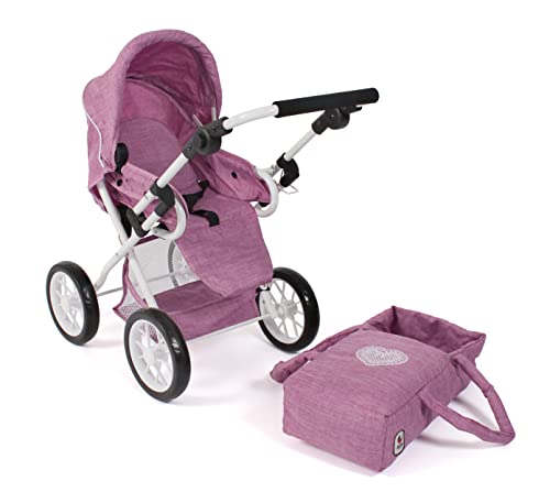 Bayer Chic 2000 - Passeggino Per Bambole Leni, Passeggino Combinato 2 In 1 Con Borsa Per Il Trasporto Rimovibile, Jeans Rosa, 560-62, 64 X 37 X 68 Cm - 4