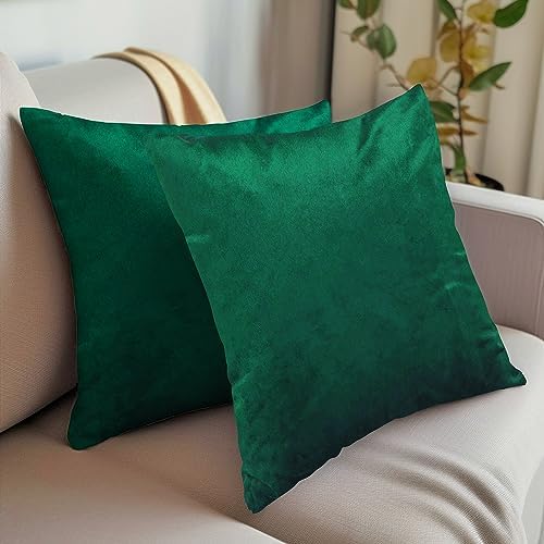 Encasa Christmas New Year VELVET Cushion Covers 2pc Set (60 x 60 cm) - White Solid Plain Dyed, Soft & Smooth, Washable, Square Decorative Large Throw Pillow Case for Couch, Sofa, Chair, Bed
