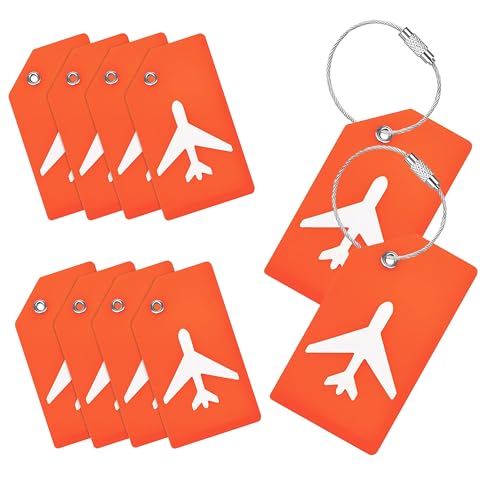 Étiquettes à bagages en silicone Storite orange avec boucle en acier durable
