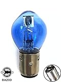 Farbe: Blau / Super White 1x Stück BLUE VISION Glühbirne 35/35W 12V BA20d - 2 Faden System - bilux Lampe Leuchtmittel Roller Motorrad Moped - Hallenwerk