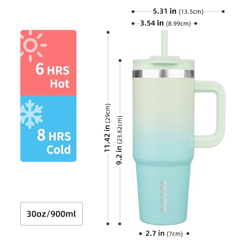 BJPKPK 900 ml Isolierter Edelstahl-Becher mit Griff Deckel und Strohhalm – Ansicht 3