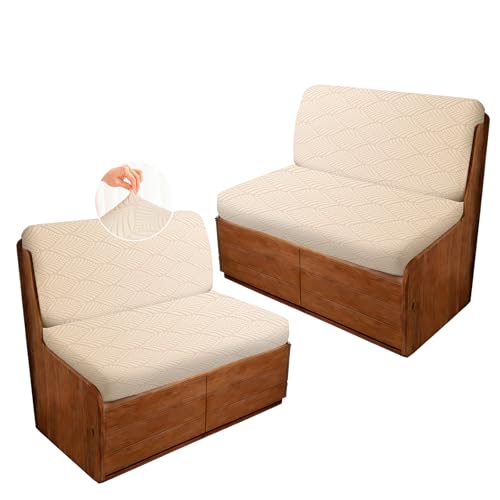 PJLZJFBY RV Dinette Cushion Covers 4PCS Leaf RV Couch Cover Camper Cushion Covers Camper-rv Sofa Cover for Couch Bench Seat & Dinette Booth Cushions(Beige White [39.4 to 49.2][19.7 to 25.6])