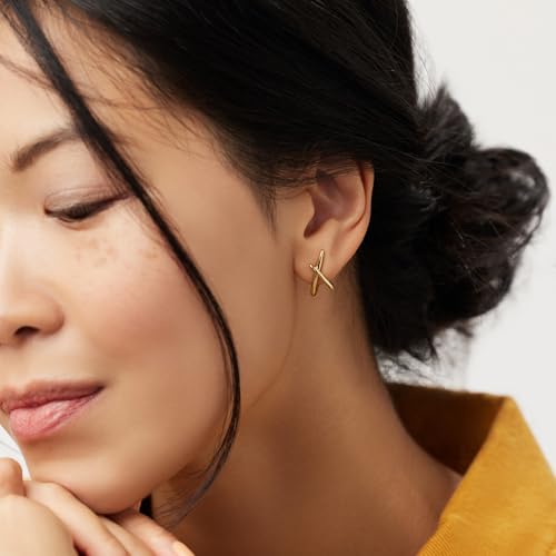 Ana Luisa Trendy Stud Earrings for Women - 14K Gold Plated and Silver Rhodium Plated Earring Studs - Simple, Minimalist, Dainty X Studs Earring - Hypoallergenic, Tarnish-Free, Jewelry Gifts for Her4