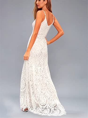 Robe longue d'été dos nu en dentelle blanche fluide taille L - 5