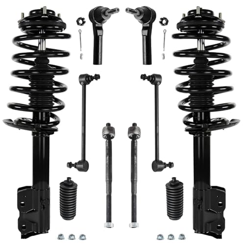 Image of Detroit Axle - Front 10pc Struts Kit for 12-17 Jeep Compass, 11-17 Patriot, 2 Sway Bars 4 Tie Rods 2 Boots 2 Struts & Coil Spring 2011 2012 2013 2014 2015 2016 2017 Replacement Suspension