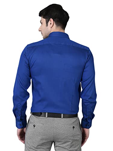 Image of Canoe Men's Regular Fit Blue Color Cotton Fabric 38 Size Button Closure Formal Shirt Collared Neck Pattern Chest Pocket Spread Collar