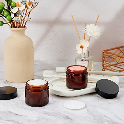 2oz Jars with Lids, Hoa Kinh 24 Pack Amber Glass Jars with Lids Empty Cosmetic Containers Round Airtight Glass Jar with Inner Liners and black Lid for Storing Lotions, Powders, and Ointments by 11 Hoa Kinh - Image 7