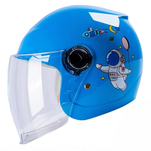 Casque De Moto pour Enfant, Casque De Vélo pour Enfant avec Visière, Casque Ouvert pour Scooter Cruiser, Homologué ECE/Dot, Motif Dessin Animé, Protection De Sécurité A,(46-52CM)