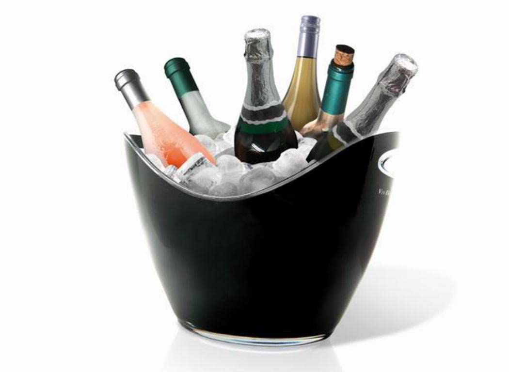 Vin Bouquet - Set Secchiello Trasparente Per 1 Bottiglia + Supporto In Acciaio Inox, Per Raffreddare Vino E Champagne - 3
