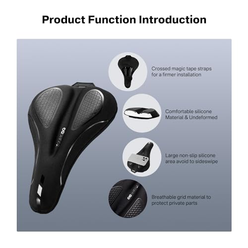 YOUNGDO Fahrradsattel Überzug, Ergonomischer Gel Sattelbezug, Fahrradsitz Polsterung, Weich und Bequem, mit Regenschutz, für Damen & Herren