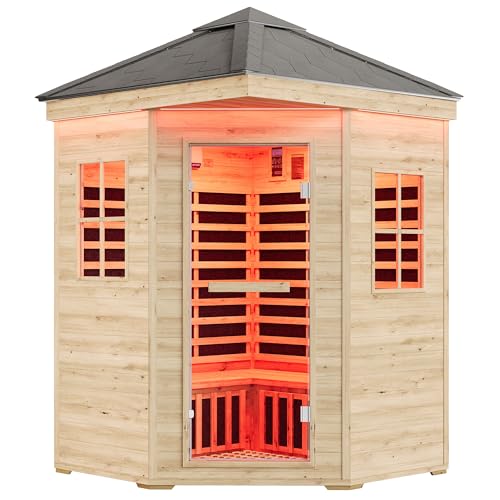 Albott Outdoor Sauna 4 Person, Infrared Saunas for Home, Low