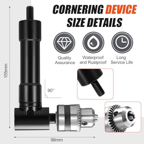 Faankiton 90 Grad Bohrfutter 1-10 mm Schnellspann Bohrfutter, Winkelbohraufsatz 90 Grad Rechter Winkel Bohren Adapter, Winkelbohr Vorsatz 90-Grad-Bohrverlängerung Rechtwinkelbohrer Steckdosenaufsatz