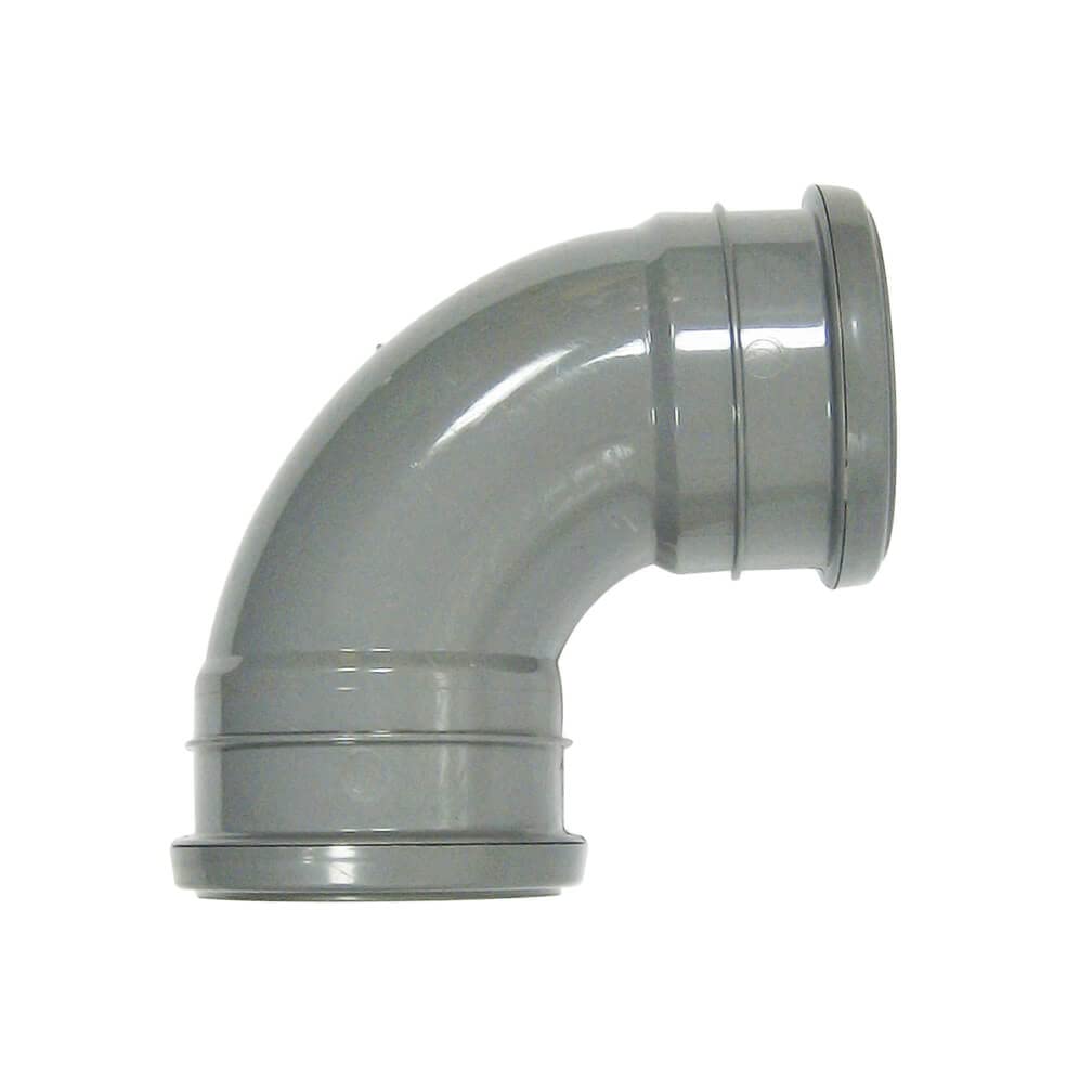 FLOPLAST 110mm Ring Seal Soil 92.5 Degree Double Socket Bend - Grey