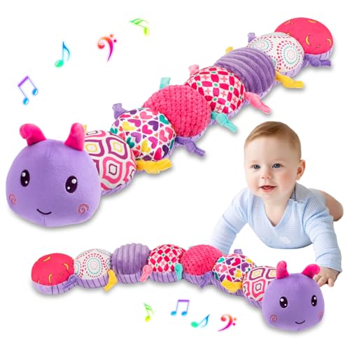 Image of Baby Stuffed Animal Toys for 0-6 6-12 Months, Baby Musical Caterpillar Tummy Time Toys for Babies 3 6 9 12 18 Months, Newborn Infant Sensory Toys Gifts for 1 2 Year Old Boys Girls