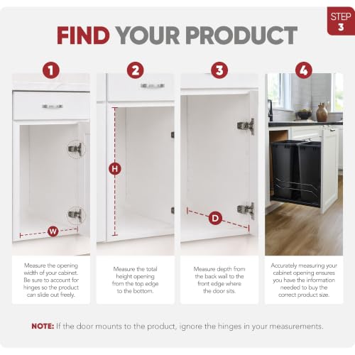 Image of Rev-A-Shelf Double Pullout Trash Can w /Soft-Close, 14.5 inch Min Opening