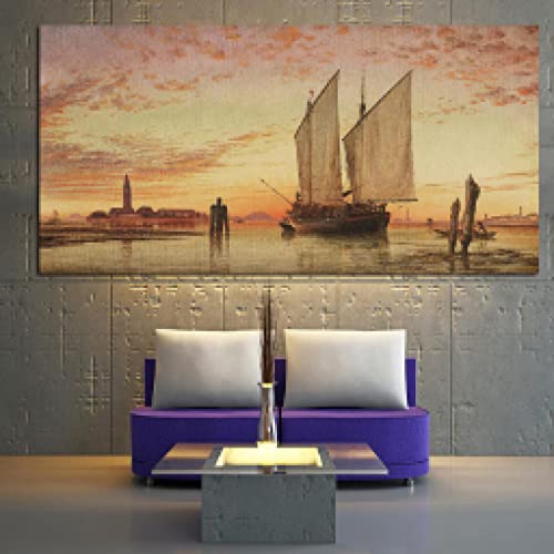 Peinture sur toile de paysage marin moderne de 50x100cm abstrait pour decoration de salon