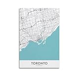 CMHONLY Reiseposter, Toronto, minimalistisch, blaue Karte, 