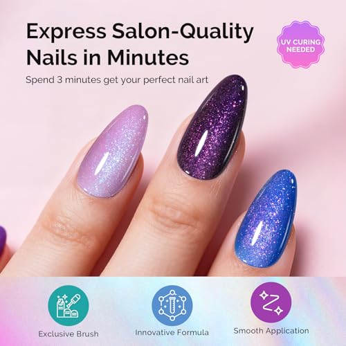Image of MelodySusie 7.5ML Glitter Gel Nail Polish Set, 6 Colors Chameleon Sparkle Gel Polish Kit Aurora Blue Purple Green Shimmer Gel Polish Gifts for Women Nail Art Manicure Salon DIY Nail Design at Home