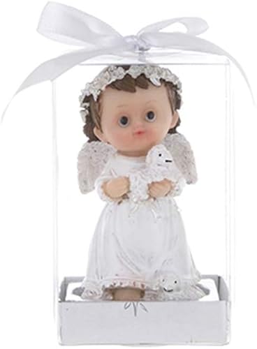 Mega Favors Figura de recuerdo, 12 piezas, ángel blanco con cordero, decoraciones impresionantes o recuerdos de fiesta, para bautismo, primera
