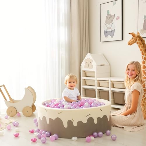 GOGOSO Ball Pit Balls,Plastics Balls for Ball Pit, Stars Hearts Shape for PastelBall for Toddlers Kids, Pear Pink Purple White, 50pcs