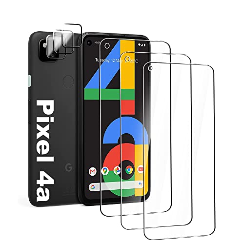 [3 Stück] für Panzerglas Schutzfolie Google Pixel 4A, [High-Definition] [9H Härte] [Blasenfreie] Hohe Qualitä Schutzfolie Displayschutzfolie [Linse Schutzfolie] für Google Pixel 4A Cover