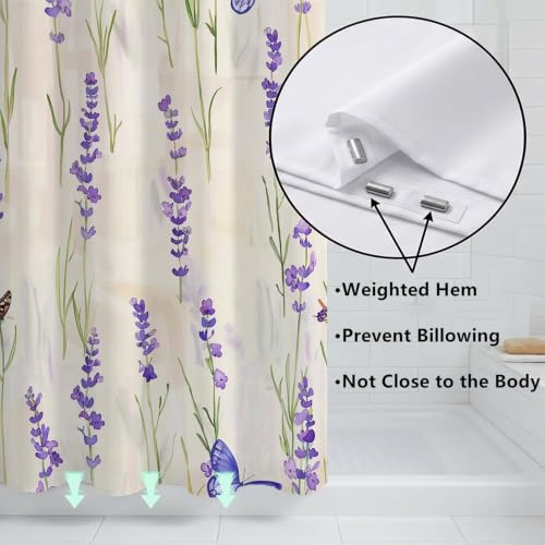 Rideau de douche violet 180x220 cm en polyester imperméable - 6