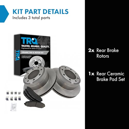 Image of TRQ Rear Brake Pad & Rotor Kit Ceramic Compatible with 2013-2019 Ford F-250 Super Duty F-350 Super Duty