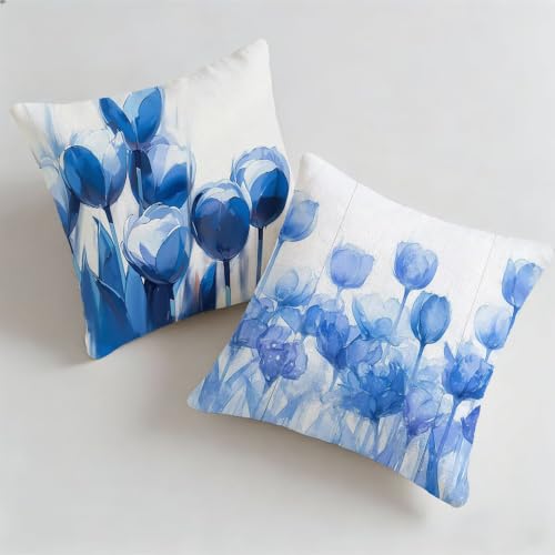 Housse de coussin bleu 45x45cm extérieur imperméable lot de 2 P-2885 - 2