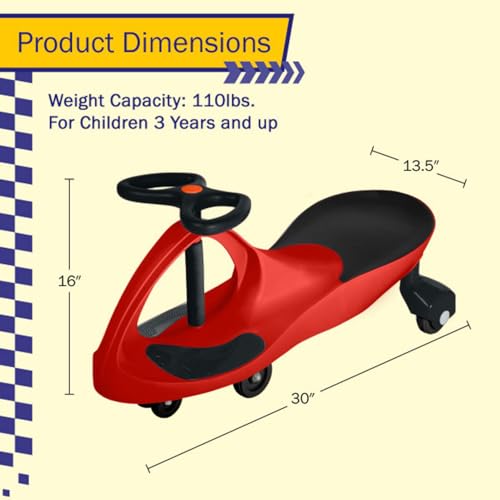 Image of Wiggle Car - Ride on Toy for Ages 3 and Up - Toddler Ride on Toys with no Batteries, Gears, or Pedals Just Twist, Wiggle, and Go by Lil' Rider (Red)