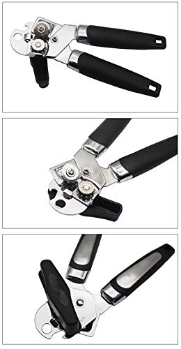 Chirano Can Opener, 3-In-1 Manual Can Openers, Jar Opener And Bottle Opener In One (Black And Silver) #TOP5
