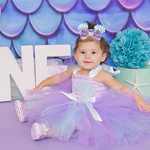 Yanjie Women Mermaid Mouse Ears Sequin Bows Velvet Scrunchies Elastic Rubber Hair Band Cute Hair Ties Rope Ponytail Holder Hair Accessories Sparkle Bow Girl(2Pcs/Pack) (Lavender) #TOP2