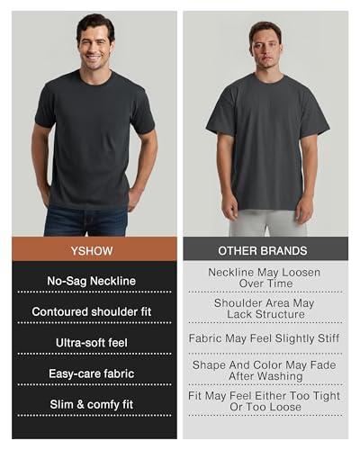 Image of Mens T-Shirts Crew Neck Shirts Athletic Fitted Plain Basic Tees Soft Cotton Blend Comfort T Shirts for Men