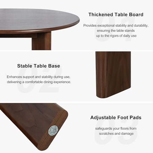 Image of Casaphoria 67 inch Farmhouse Dining Table for 6，Wood Oval Living Room Table, Modern Kitchen Table with Sturdy Base & Thickened Tabletop, Easy to Assembly & Clean, Walnut