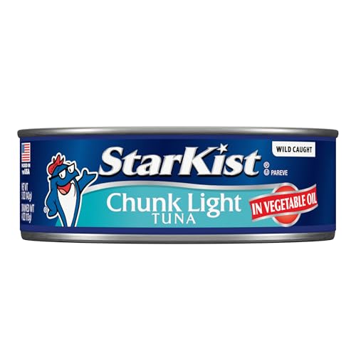 Image of StarKist Chunk Light Tuna in Oil (5 oz - 48 Pack) Wild Caught Canned Tuna, 20g Protein per Can, Shelf Stable Seafood, Gluten Free, Great for Salads and Sandwiches