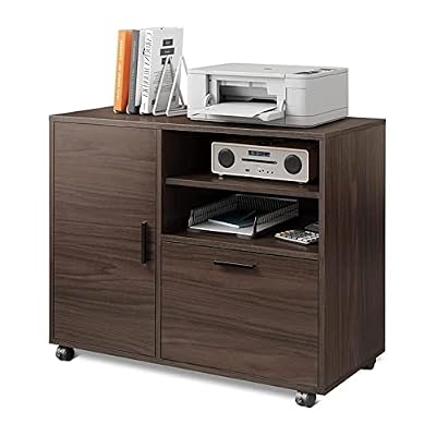 GFSGHZZ Filing Cabinet Wood Lateral File Cabinet with 1 Drawer Printer Stand with Storage Door and Shelves Large Mobile Filing Cabinet for Home Office Storage Cabinet