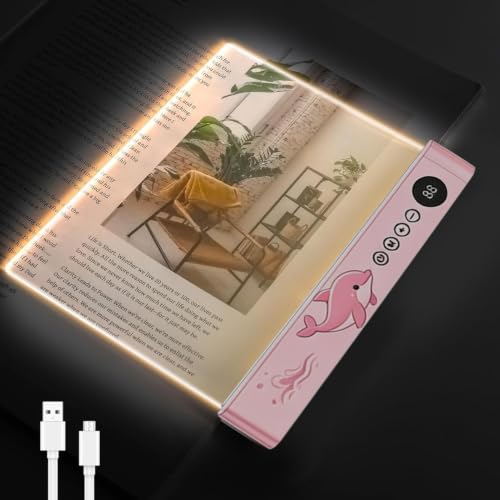 Luz de libro plana recargable portátil con atenuación de 3 colores y función de memoria 4