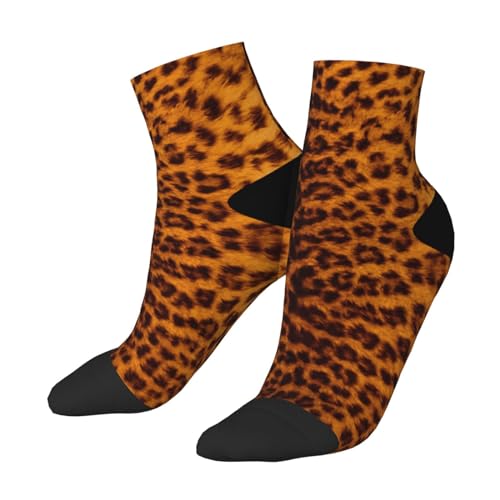Orange Tiger Stripes Fur Metallic Animal Print Quarter Athletic Socks For Men Women Sneaker Socks