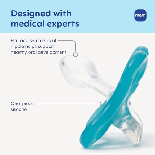 Image of MAM Comfort Baby Pacifier 0-3 Mths Lightweight One-Piece Silicone 2 Pack