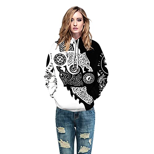 Veste décontractée à capuche pull loup viking imprimé 3D XXL