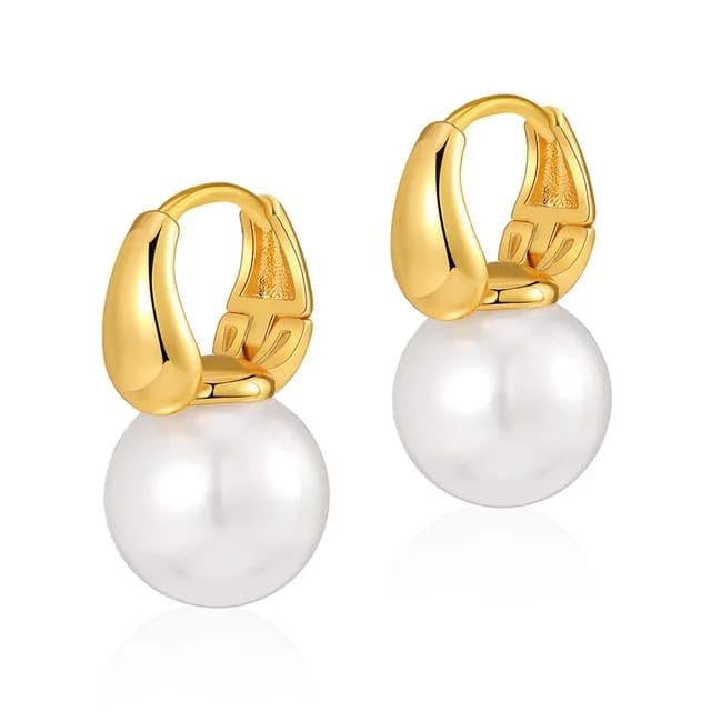 Earrings for Women and Girls | Fresh Water White Pearl Drop Hoop Earrings for women | Gold Plated Classic Pearl Drop Hoop Earrings Anniversary Gift for Wife (B0CTQQZTV2) Amazon Price History, Amazon Price Tracker