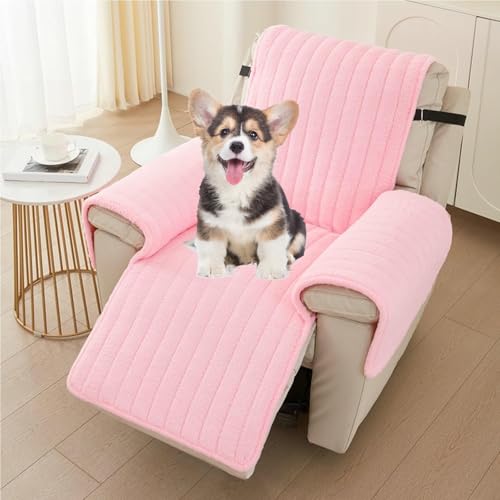 Armlehnenbezüge Sofa Kratzfeste, AntiRutsch Fernsehsessel Schutzbezug mit Armlehne, Relaxsesselhussen Husse für Loungesessel Sesselüberzug Sesselschoner(Pink)
